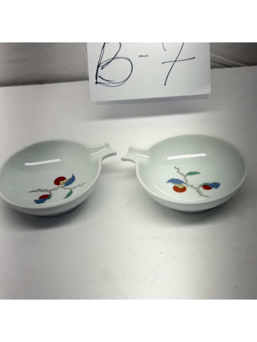Set of 2 Japanese Ceramic Bowls Hand Painted Persimmon Motif Kitchenware